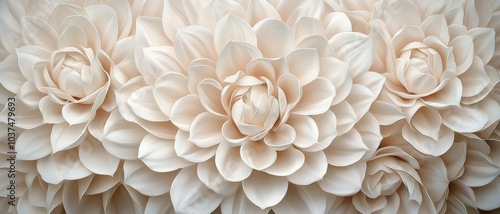 Ethereal White Floral Harmony Macro Close-Up of Serene Symmetrical Blossoms, Elegant Minimalist Composition for Wedding or Beauty Concept