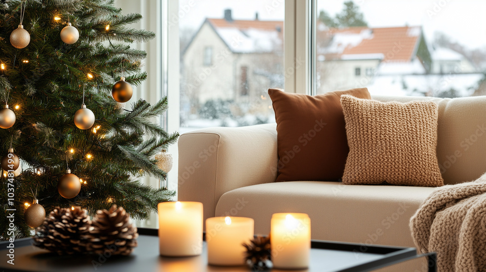 Cozy Scandinavian Christmas Scene in Swedish Home Cozy Scandinavian Christmas Scene in Swedish Home