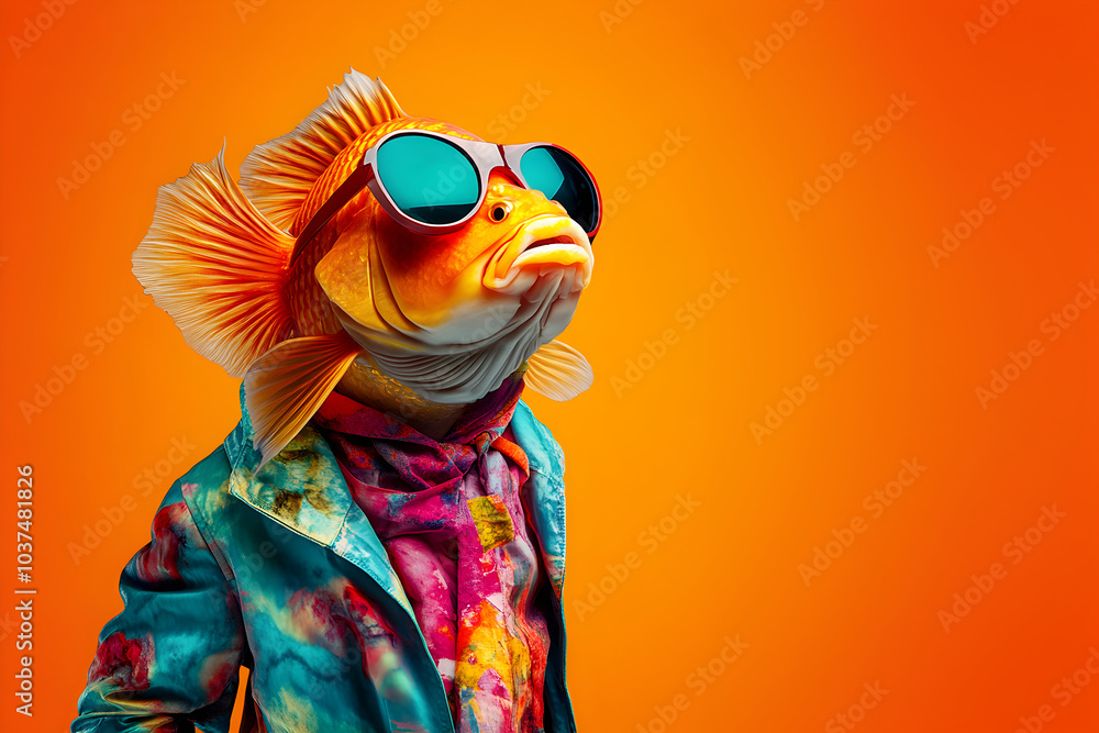 Goldfish in Stylish Jacket and Sunglasses
Goldfish in Stylish Jacket and Sunglasses