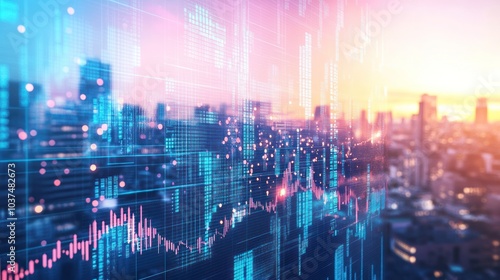 Wallpaper Mural Cityscape with Digital Overlay Torontodigital.ca