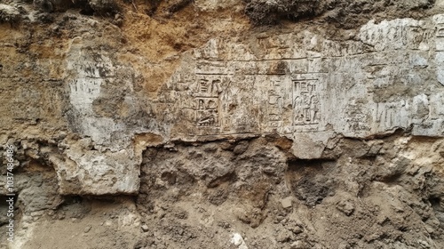 Ancient Carvings on Weathered Rock Surface