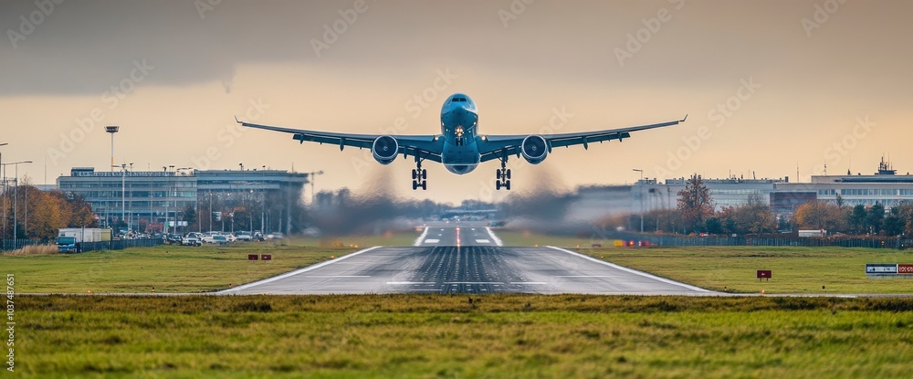 Airplane Taking Off From Runway Airplane Taking Off From Runway