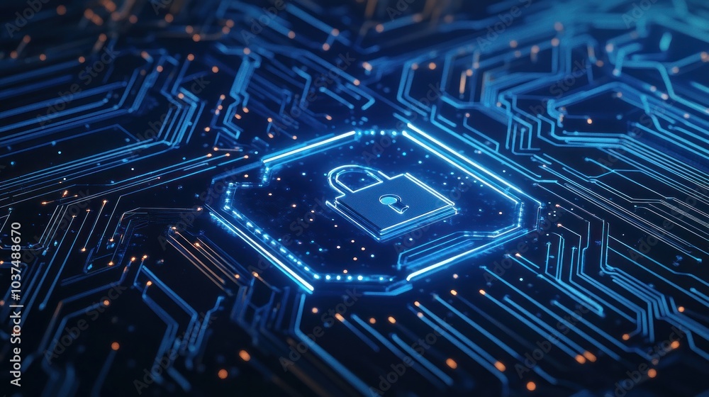 Cybersecurity: Digital Lock on Circuit Board Cybersecurity: Digital Lock on Circuit Board