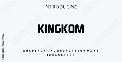 KINGDOM, Sports minimal tech font letter set. Luxury vector typeface for company. Modern gaming fonts logo design.