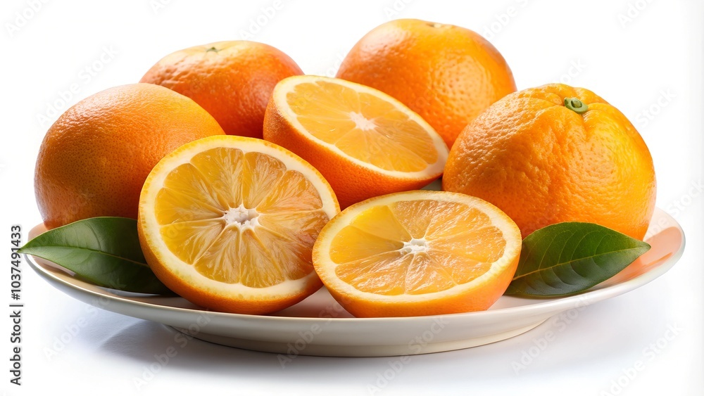 sliced orange on a plate isolated on white sliced orange on a plate isolated on white