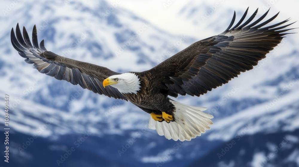 Obraz premium The Mighty Hunter : Bald Eagle Captured in Stunning 35mm Detail 