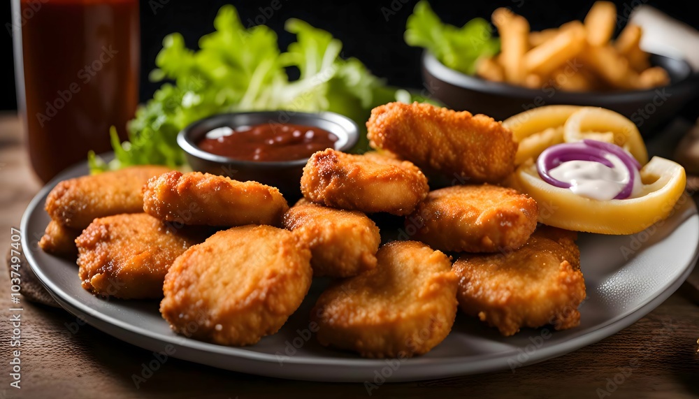 Chicken Nuggets with Dipping Sauce and Sides