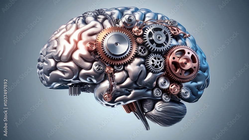 Detailed Brain Graphic with Gears – Representing Advanced Thinking and Innovation Detailed Brain Graphic with Gears – Representing Advanced Thinking and Innovation