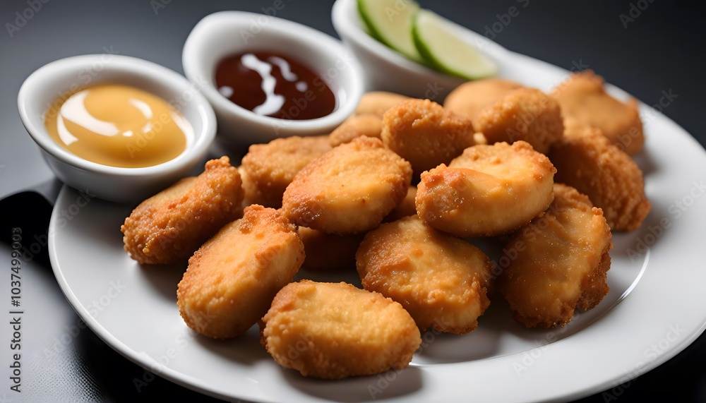 Crispy Chicken Nuggets with Dipping Sauces Crispy Chicken Nuggets with Dipping Sauces