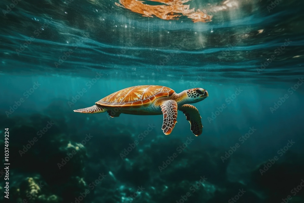 Obraz premium Exploring the Ocean Depths with Sea Turtles