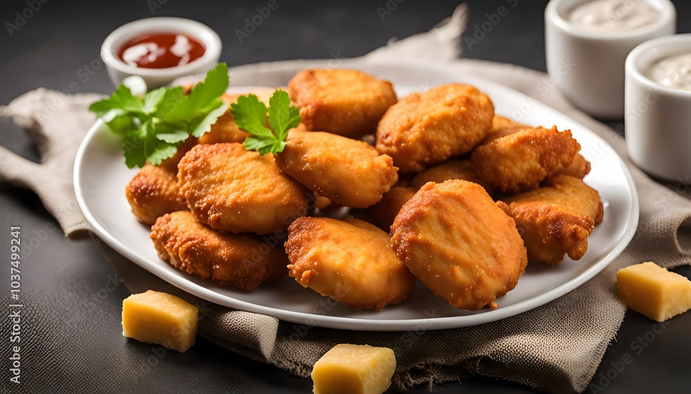Crispy Chicken Nuggets on a Plate Crispy Chicken Nuggets on a Plate