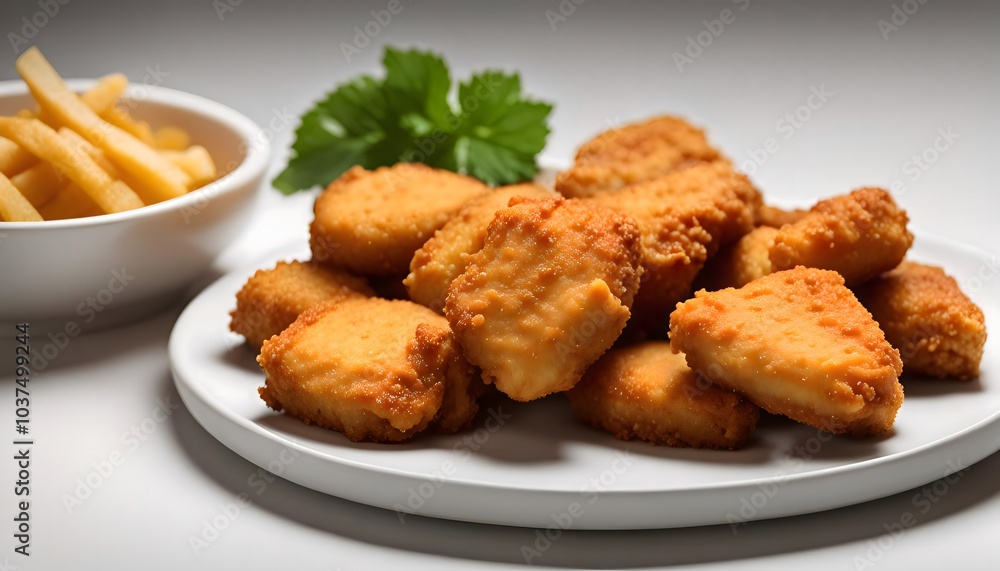 Golden Fried Chicken Nuggets with French Fries Golden Fried Chicken Nuggets with French Fries