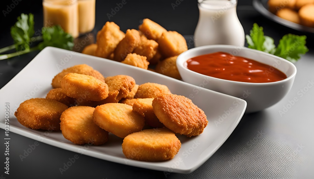 Fototapeta premium Crispy Chicken Nuggets with Sauce
