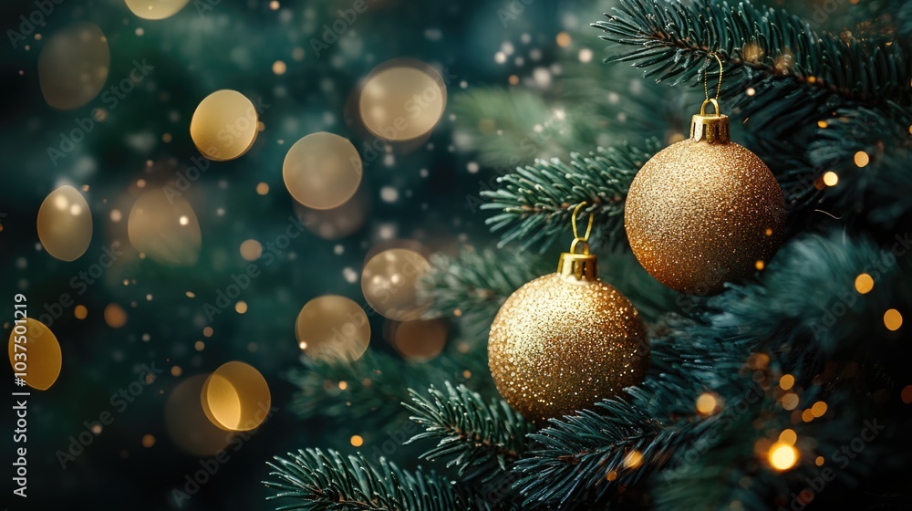 Festive green background with fir branches and Christmas tree decorations. Christmas concept. Festive green background with fir branches and Christmas tree decorations. Christmas concept.