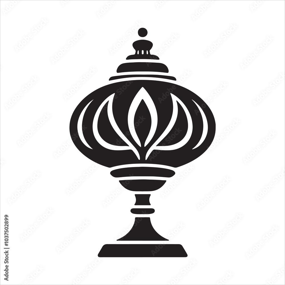 Decorative lamp icon silhouette on white background
Decorative lamp icon silhouette on white background