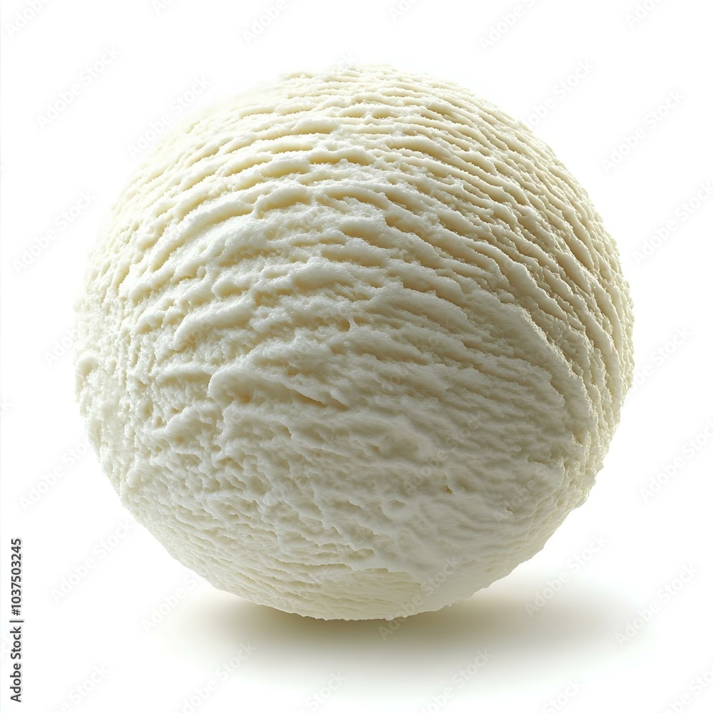 Vanilla ice cream scoop close-up on white background Vanilla ice cream scoop close-up on white background