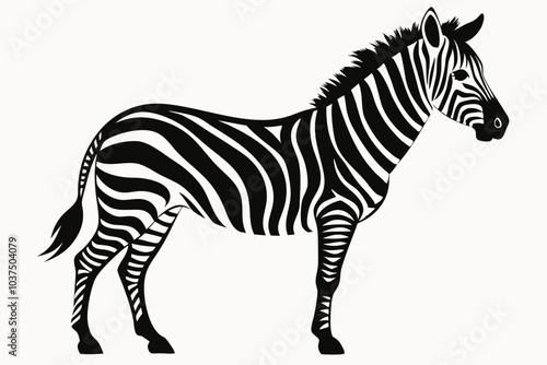 Zebra silhouette vector illustration on white background