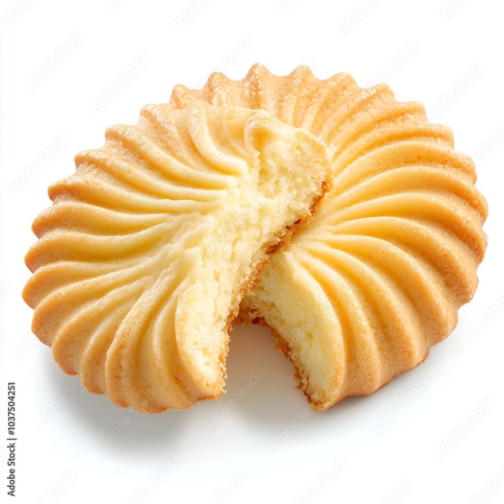 Buttery cookie with a bite taken out on a white background Buttery cookie with a bite taken out on a white background