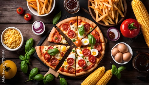 Wallpaper Mural Pizza with Corn and Basil Torontodigital.ca