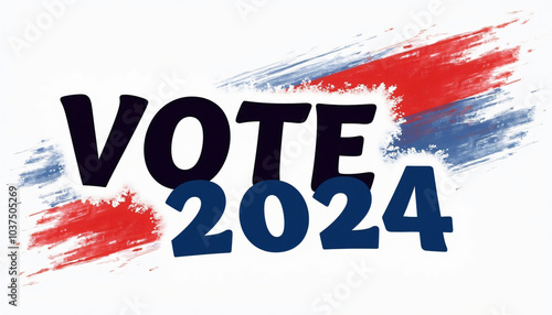 “Vote 2024” in bold text with dynamic red and blue streaks in the background, symbolizing a call to action for the upcoming election.