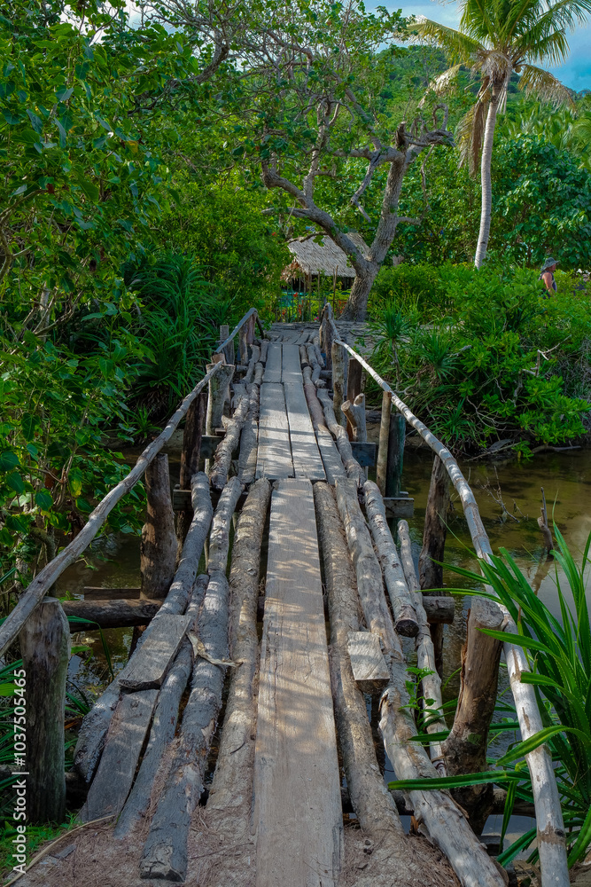 Wooden bridge in the Punta Verde in Palaui Island Philippines. Wooden bridge in the Punta Verde in Palaui Island Philippines.