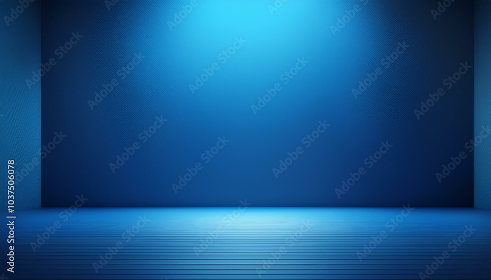 Obraz premium abstract blue gradient backdrop featuring a spotlight effect and soft shadows, creating depth and dimension in this 3D rendering
