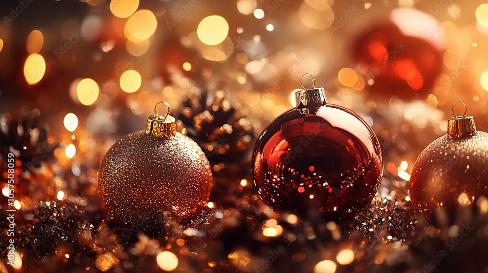 Fototapeta premium Elegant Christmas Ornaments with Sparkling Background