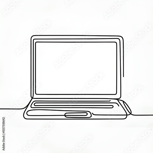 Wallpaper Mural Minimalist line drawing of a laptop on white background Torontodigital.ca