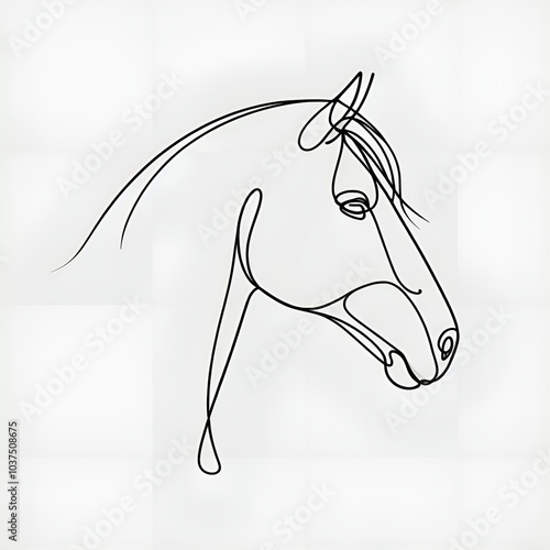 Minimalist horse head illustration in monochrome design