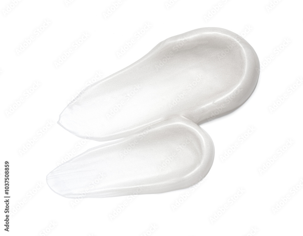 White cosmetic cream smear isolated on white White cosmetic cream smear isolated on white