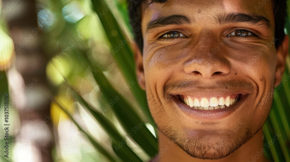 Smiling Man in Tropical Paradise Smiling Man in Tropical Paradise