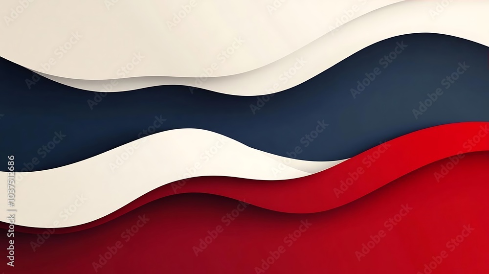 Fototapeta premium Abstract Red White Blue Wave Background