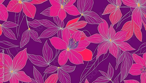 Purple Background with Pink Floral Pattern