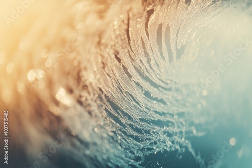 Delicate frost patterns twist and turn, glistening in soft light, capturing the beauty of a chilly winter morning. Generative AI