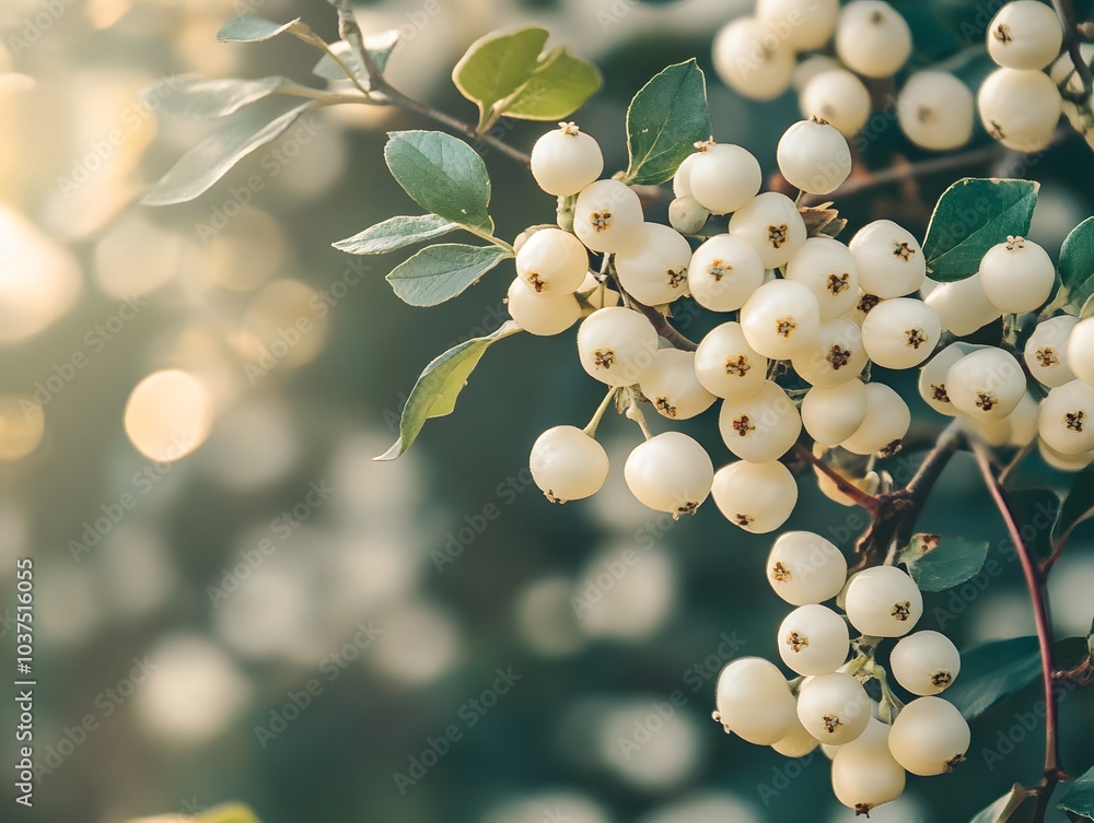 Snowberry branches with white berries Snowberry branches with white berries