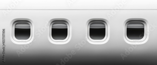 Airplane Window View with Blinders
