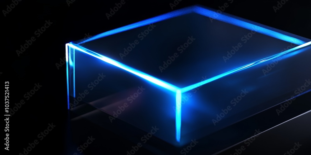 Obraz premium sleek super close up detailed macro close up shot, low angle, of subtly chromatic high speed glass rectangle piece, stylish in the style of contemporary advertising. 