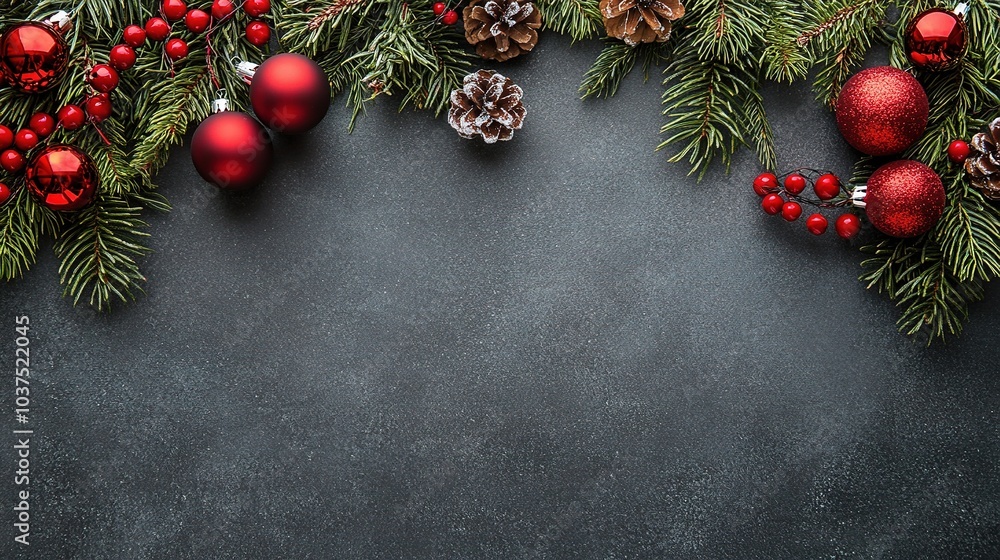 Festive Holiday Arrangement with Ornaments and Foliage Festive Holiday Arrangement with Ornaments and Foliage