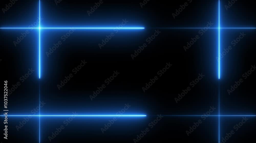 Abstract neon glowing frame black background blue color icon. Abstract neon glowing frame black background blue color icon.