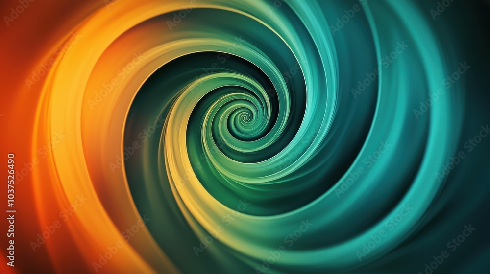 A vibrant swirling design featuring shades of orange, teal, and green. This modern abstract image showcases a hypnotic spiral effect. A vibrant swirling design featuring shades of orange, teal, and green. This modern abstract image showcases a hypnotic spiral effect.