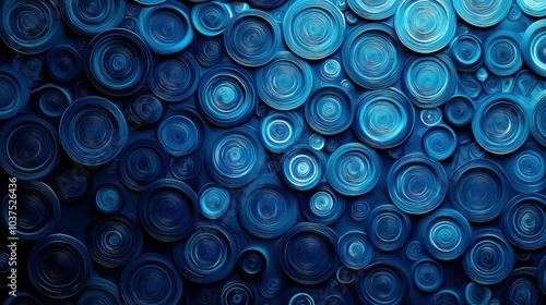 The image showcases a stunning abstract pattern composed of various blue circular forms, creating a soothing and modern aesthetic.