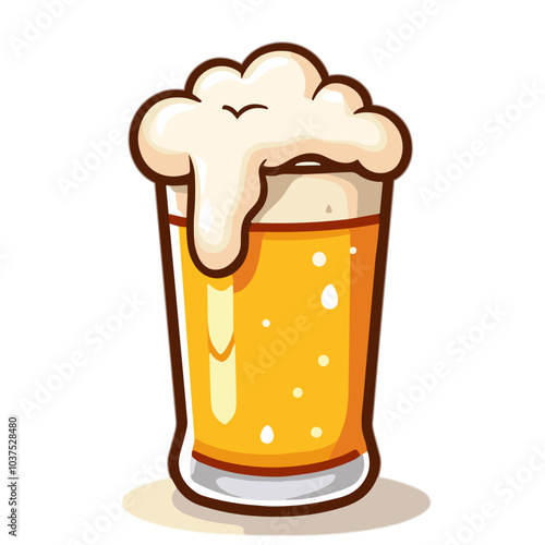 Overflowing beer mug vector, foamy alcoholic beverage illustration