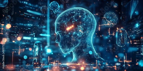 Wallpaper Mural Evolution and new AI practices in hologram plexus style Torontodigital.ca