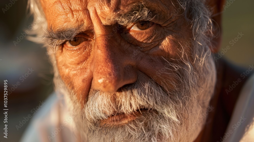 Close-up Portrait of an Elderly Man with a White Beard Close-up Portrait of an Elderly Man with a White Beard
