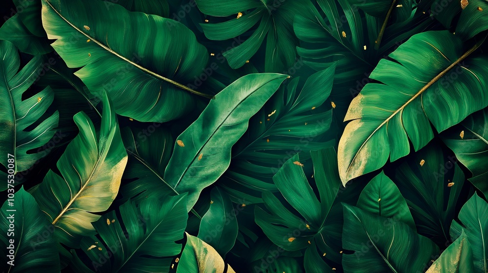Fototapeta premium green banana leaf texture, abstract natural background.