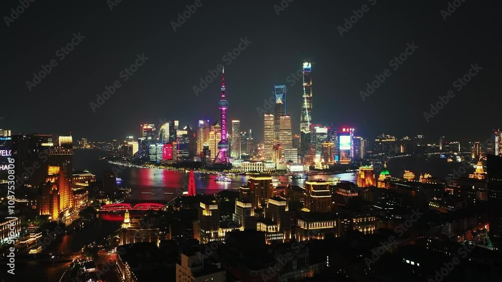 custom made wallpaper toronto digitalAerial drone view of modern skyscraper office buildings in Shanghai