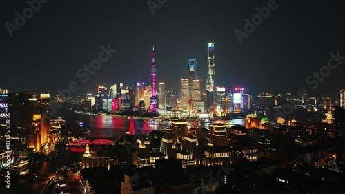 Wallpaper Mural Aerial drone view of modern skyscraper office buildings in Shanghai Torontodigital.ca