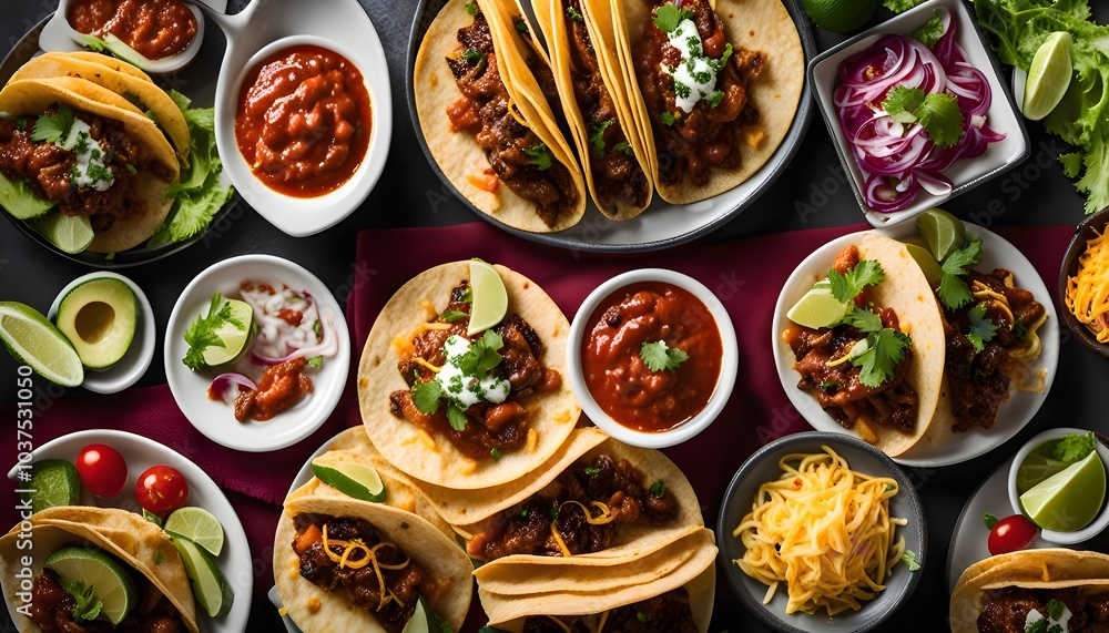 Delicious Mexican Tacos with Toppings Delicious Mexican Tacos with Toppings