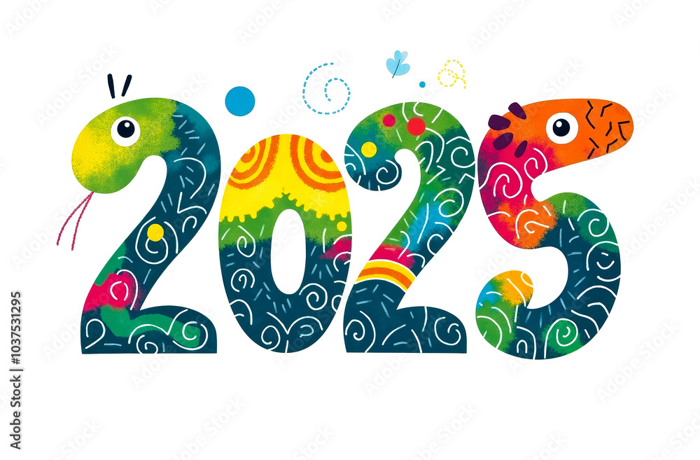 Obraz premium A colorful snake with the number 2020 written on it