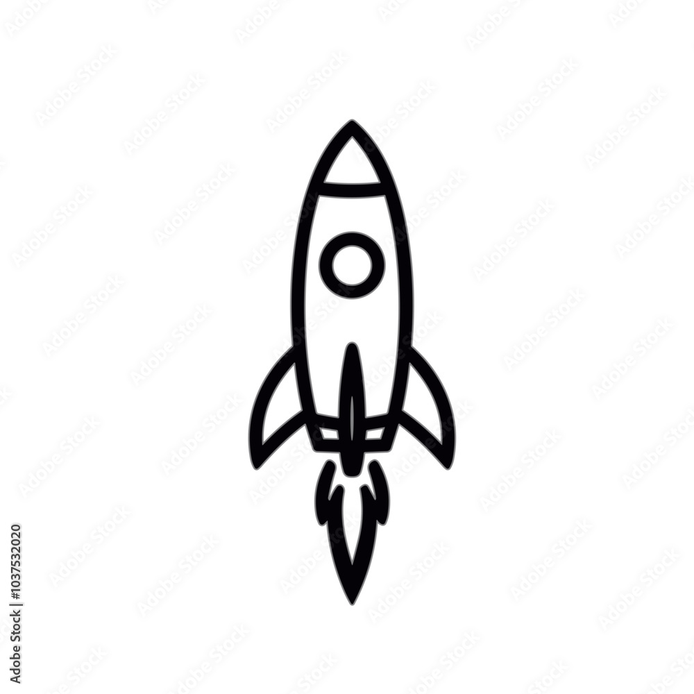Rocket vector icon in black, startup symbol with Rocket vector icon in black, startup symbol with